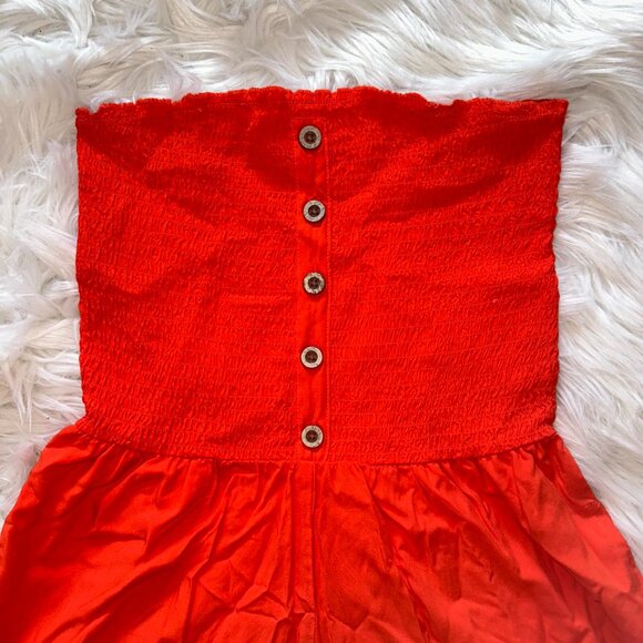 Orange Strapless Romper - Picture 2 of 4